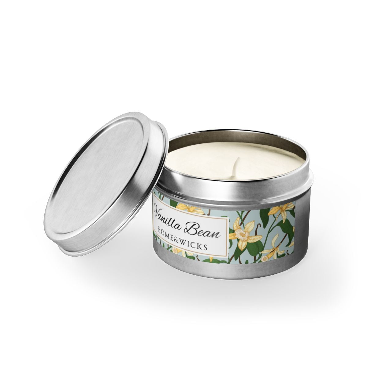 Vanilla Bean Scented Coconut Soy Wax Candle, 4 oz. Silver Tin Jar with Lid - Relaxing Vanilla Candle, Gift for Her, Vanilla Aromatherapy