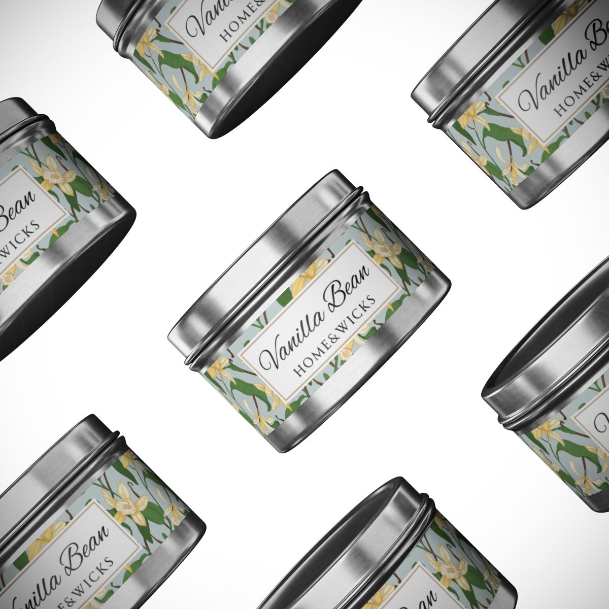 Vanilla Bean Scented Coconut Soy Wax Candle, 4 oz. Silver Tin Jar with Lid - Relaxing Vanilla Candle, Gift for Her, Vanilla Aromatherapy