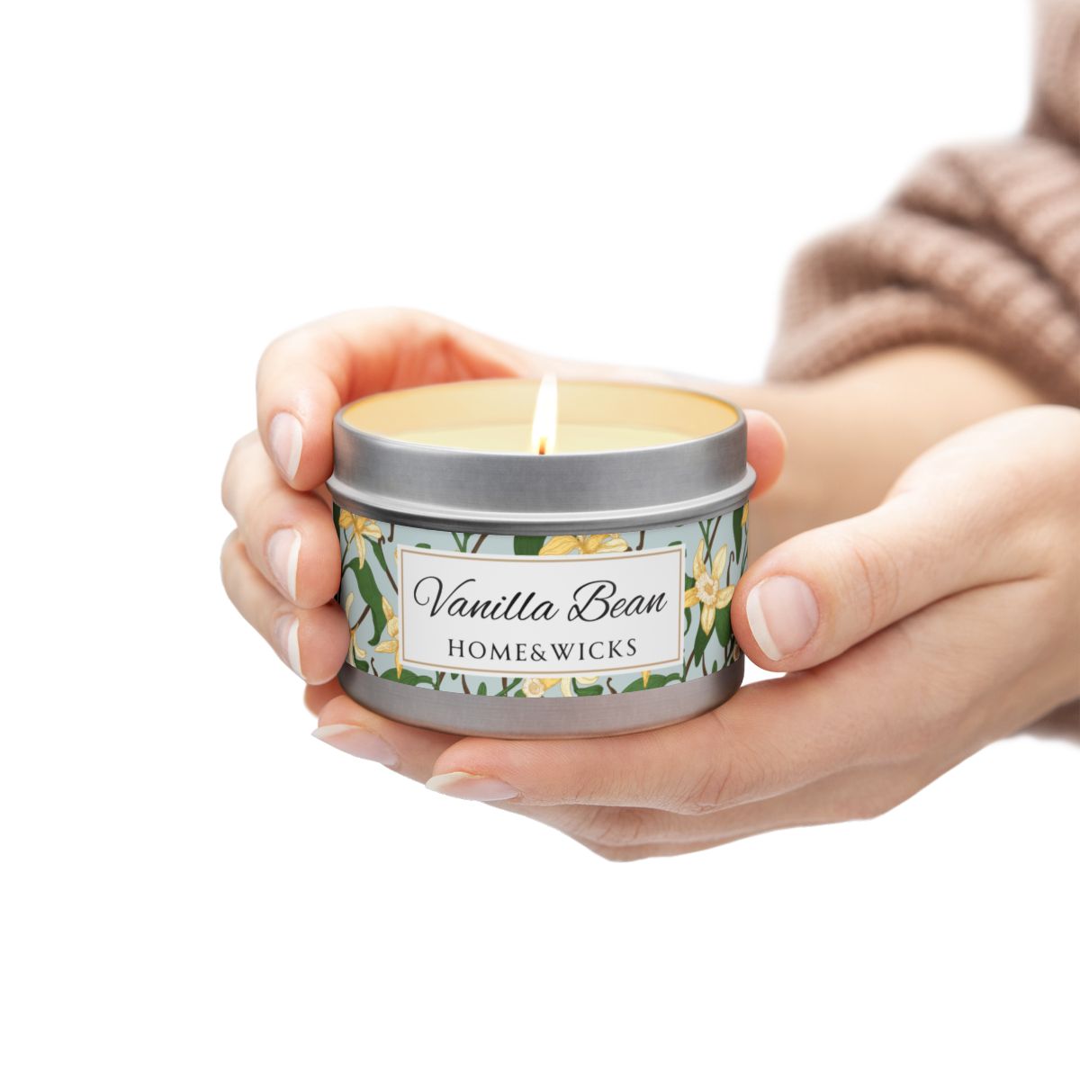 Vanilla Bean Scented Coconut Soy Wax Candle, 4 oz. Silver Tin Jar with Lid - Relaxing Vanilla Candle, Gift for Her, Vanilla Aromatherapy