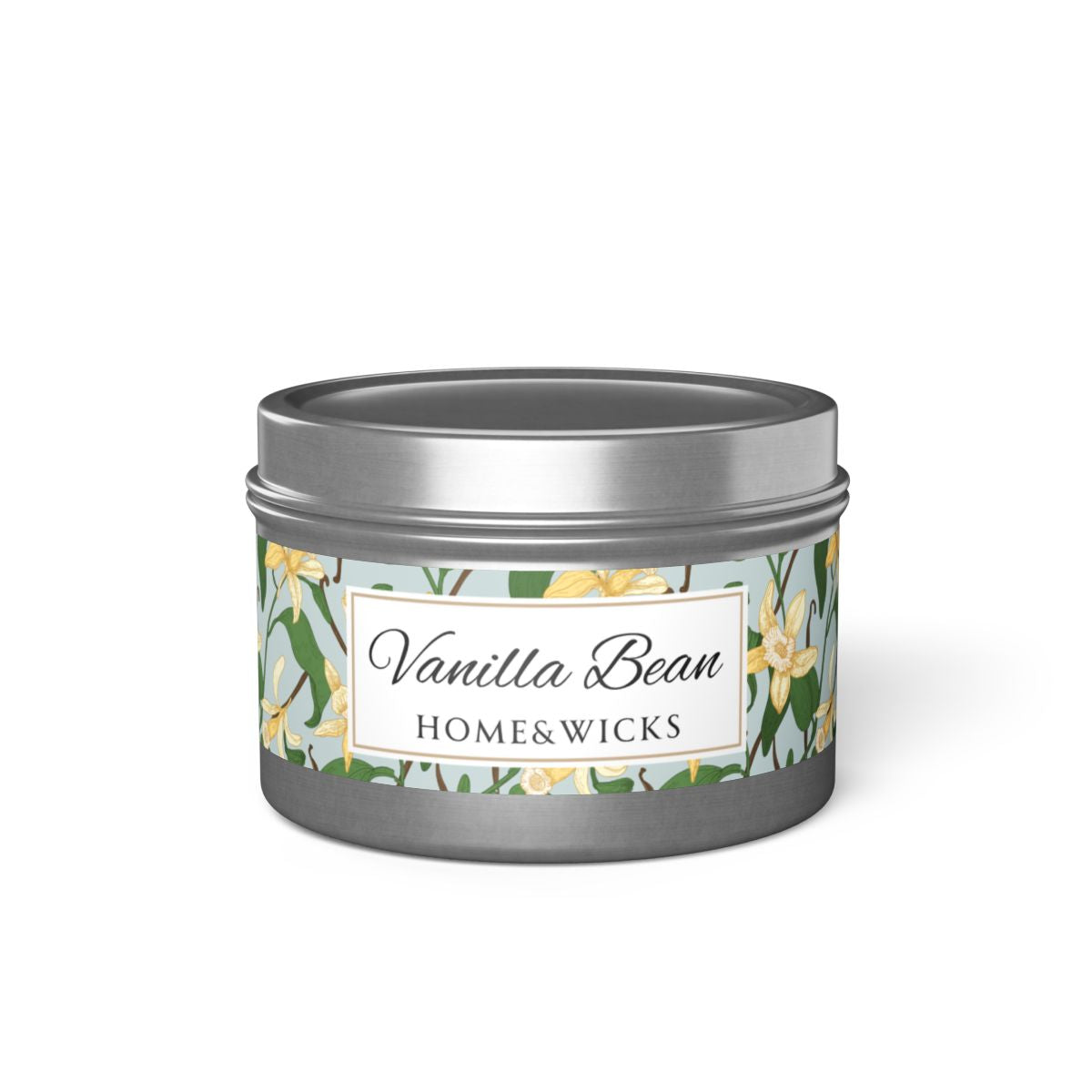 Vanilla Bean Scented Coconut Soy Wax Candle, 4 oz. Silver Tin Jar with Lid - Relaxing Vanilla Candle, Gift for Her, Vanilla Aromatherapy