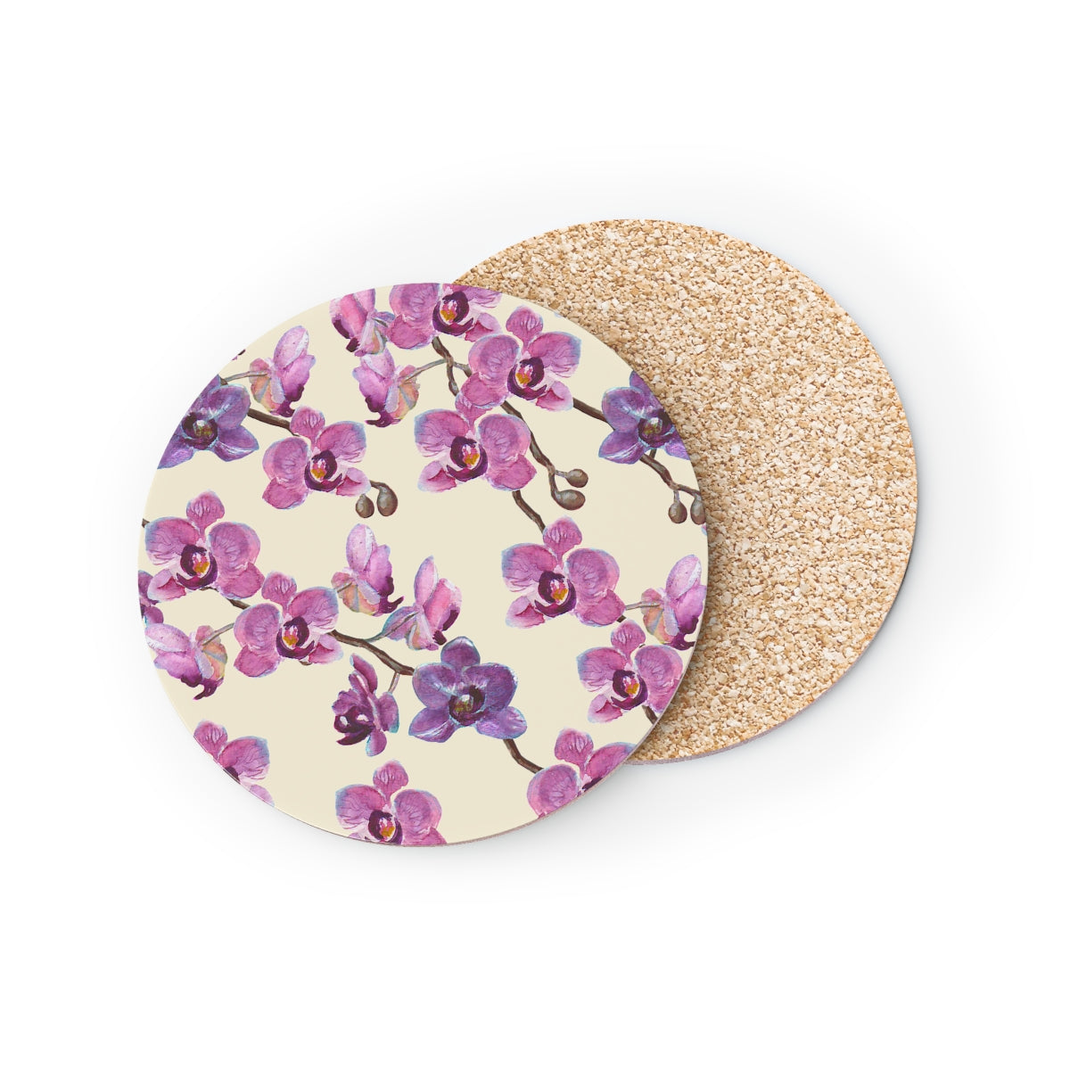 Vanilla Orchid - Round Hardboard Coaster, Cork Backed - 3.75" x 3.75" - Perfect for Home Decor and Gifts - Priced per coaster