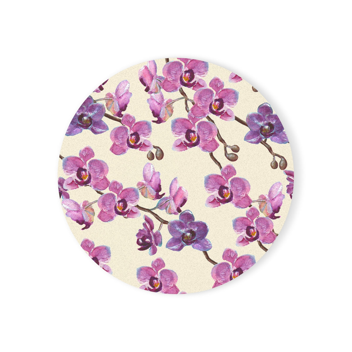 Vanilla Orchid - Round Hardboard Coaster, Cork Backed - 3.75" x 3.75" - Perfect for Home Decor and Gifts - Priced per coaster