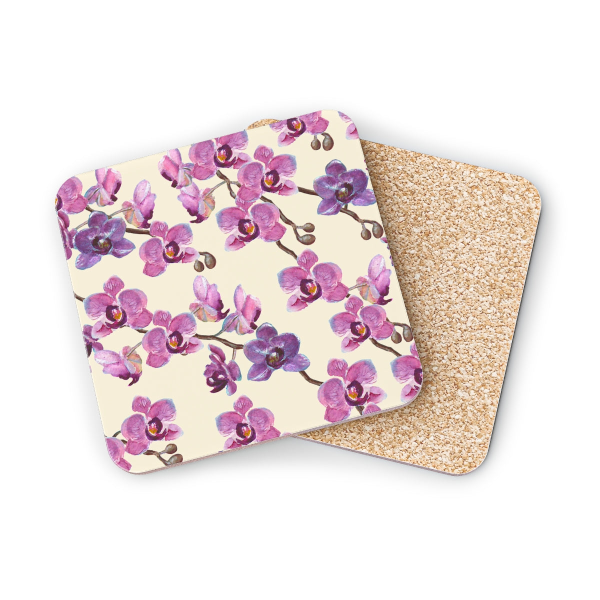 Vanilla Orchid - Square Hardboard Coaster, Cork Backed - 3.75" x 3.75" - Perfect for Home Decor and Gifts - Priced per coaster