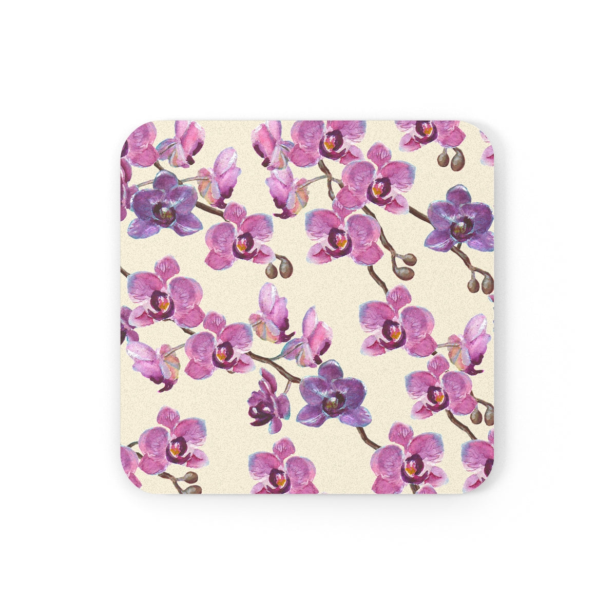Vanilla Orchid - Square Hardboard Coaster, Cork Backed - 3.75" x 3.75" - Perfect for Home Decor and Gifts - Priced per coaster