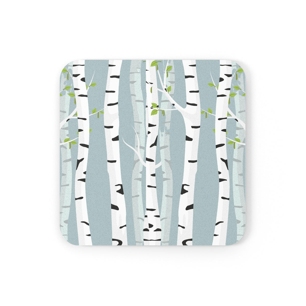 White Birch - Square Hardboard Coaster, Cork Backed - 3.75" x 3.75" - Perfect for Home Decor and Gifts - Priced per coaster