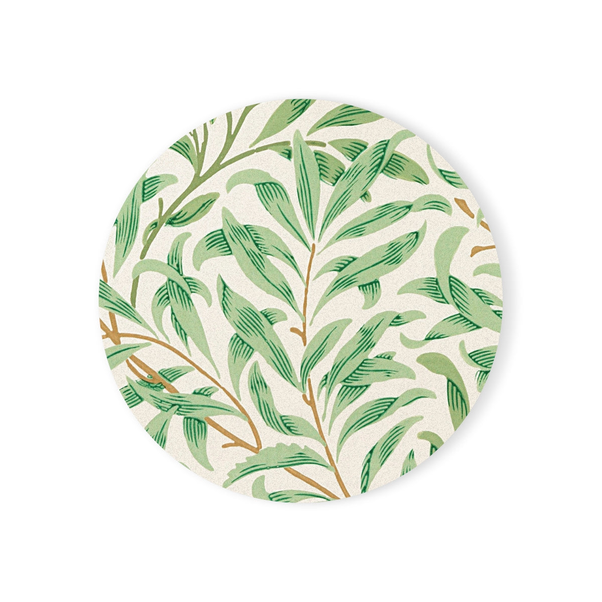 Willow Boughs - Round Hardboard Coaster, Cork Backed - 3.75" x 3.75" - Perfect for Home Decor and Gifts - Priced per coaster