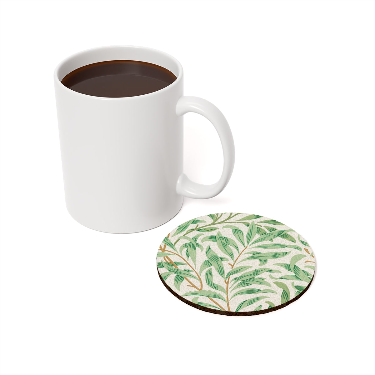 Willow Boughs - Round Hardboard Coaster, Cork Backed - 3.75" x 3.75" - Perfect for Home Decor and Gifts - Priced per coaster