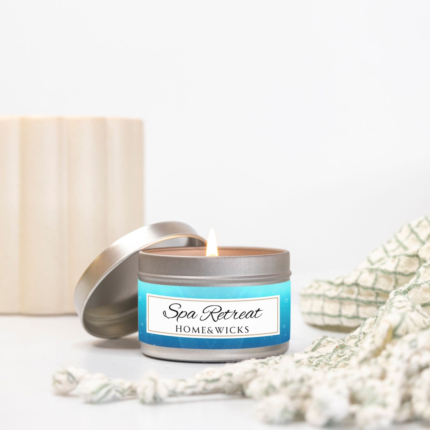Spa Retreat Coconut Soy Wax Candle, 4 oz. Silver Tin Jar with Lid - Spa Scented Candle, Relaxation Candle, Aromatherapy