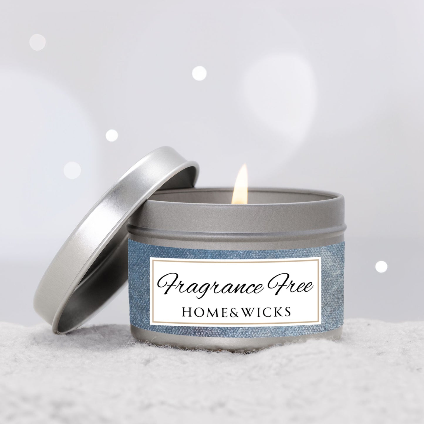 Fragrance Free Coconut Soy Wax Candle, 4 oz. Silver Tin Jar with Lid - Unscented Coconut Soy Wax Candle