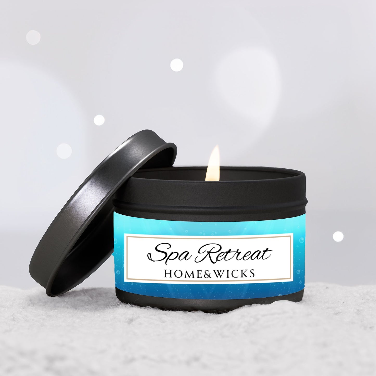 Spa Retreat Coconut Soy Wax Candle, 4 oz. Black Tin Jar with Lid - Spa Scented Candle, Relaxation Candle, Aromatherapy