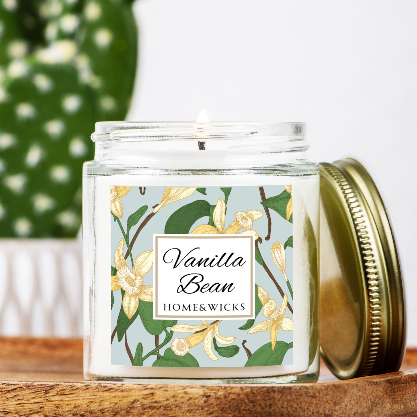 Vanilla Bean Coconut Apricot Wax Candle, 4 oz Amber Jar, Gold Lid - Relaxing Scent, Gift for Her, Vanilla Aromatherapy, Natural Coconut Wax