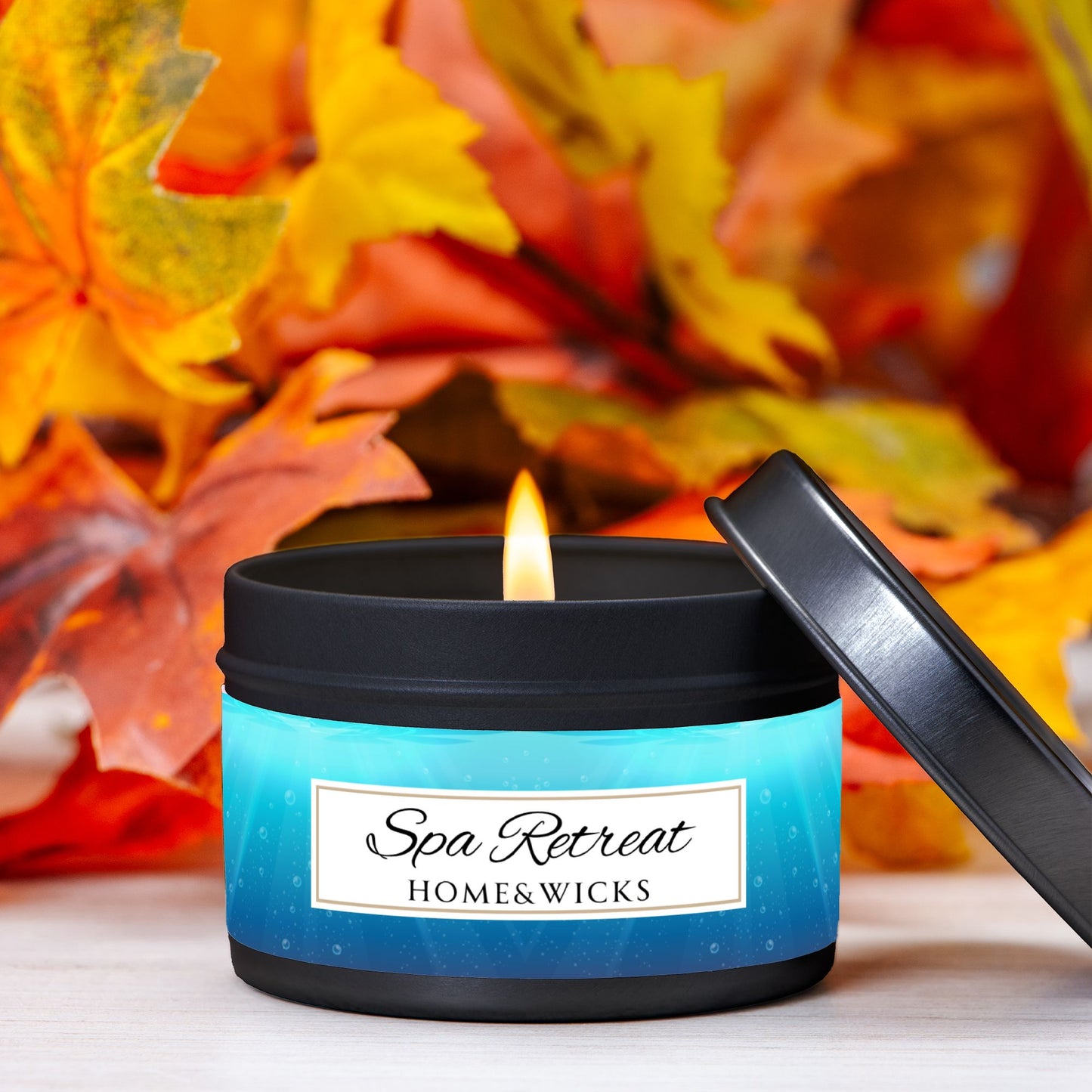 Spa Retreat Coconut Soy Wax Candle, 4 oz. Black Tin Jar with Lid - Spa Scented Candle, Relaxation Candle, Aromatherapy