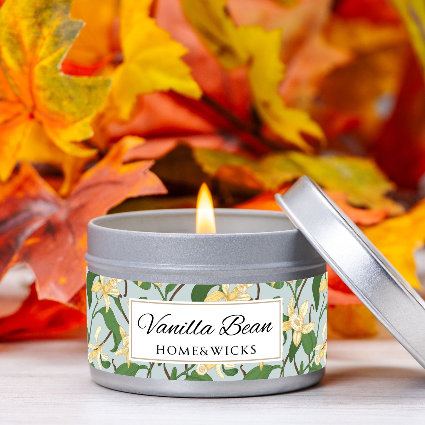 Vanilla Bean Scented Coconut Soy Wax Candle, 4 oz. Silver Tin Jar with Lid - Relaxing Vanilla Candle, Gift for Her, Vanilla Aromatherapy