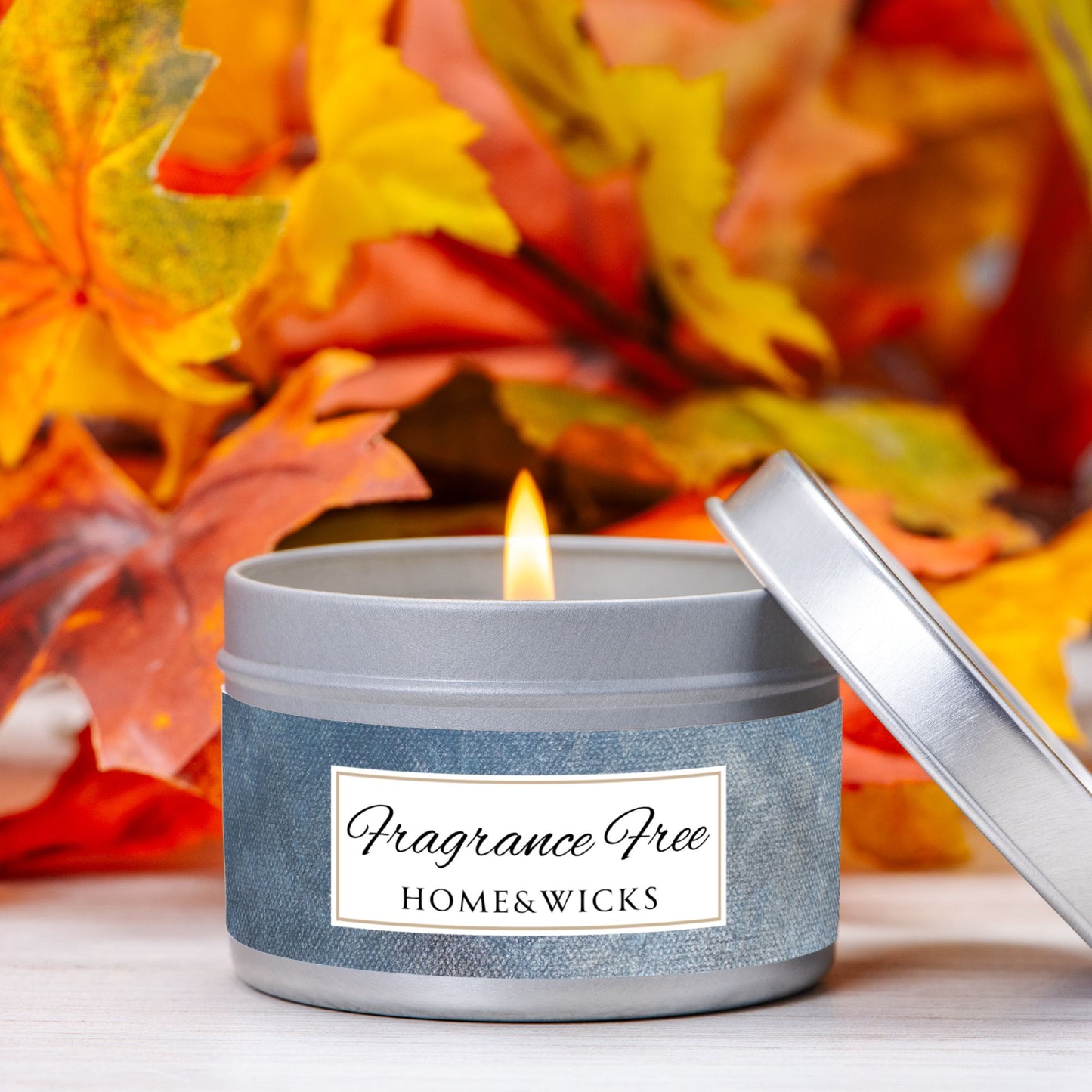 Fragrance Free Coconut Soy Wax Candle, 4 oz. Silver Tin Jar with Lid - Unscented Coconut Soy Wax Candle