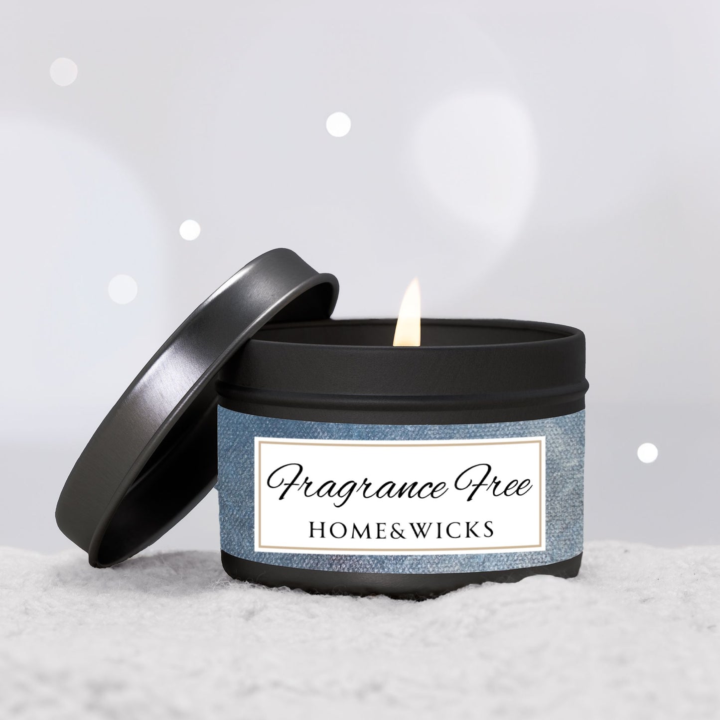 Fragrance Free Coconut Soy Wax Candle, 4 oz. Black Tin Jar with Lid - Unscented Coconut Soy Wax Candle