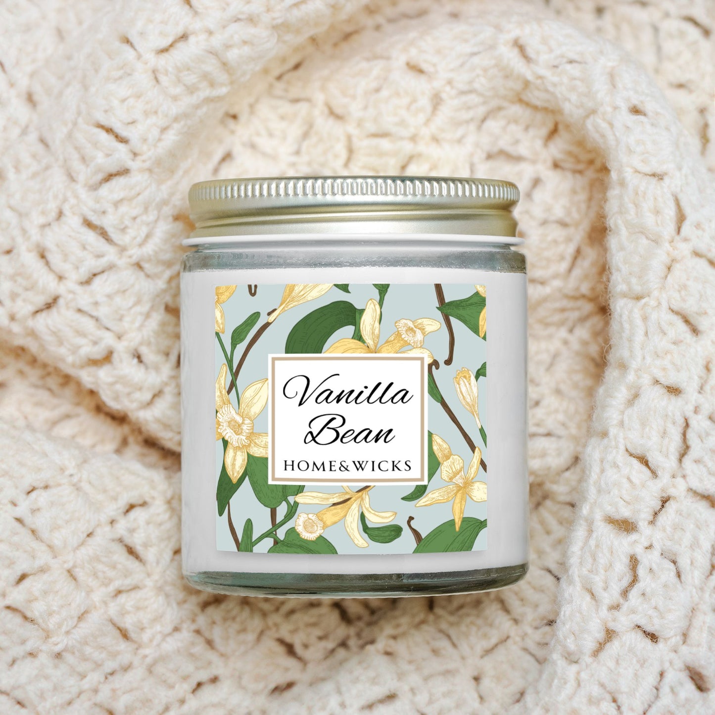 Vanilla Bean Coconut Apricot Wax Candle, 4 oz Amber Jar, Gold Lid - Relaxing Scent, Gift for Her, Vanilla Aromatherapy, Natural Coconut Wax