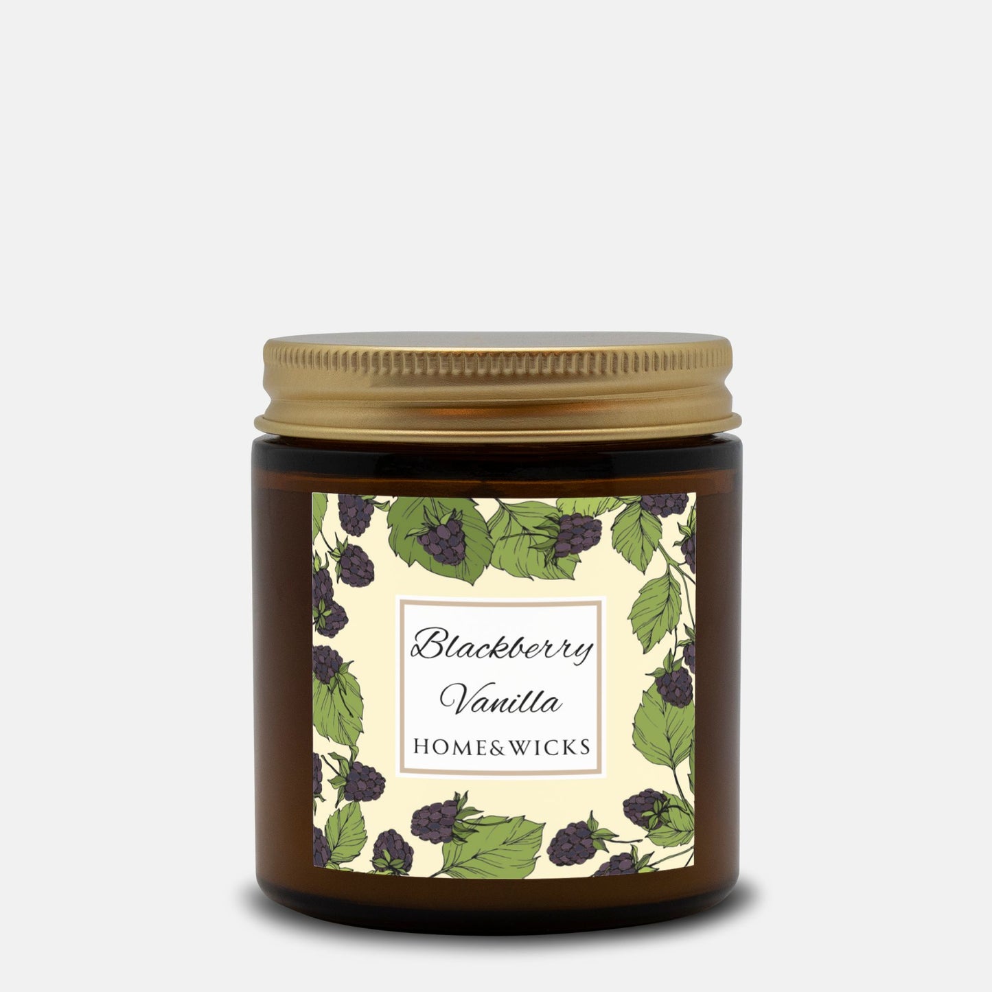 Blackberry Vanilla Coconut Apricot Wax Candle, 4 oz Amber Jar, Gold Lid- Fruity Scented Candle, Fruit Decor Gift, Cozy Aromatherapy