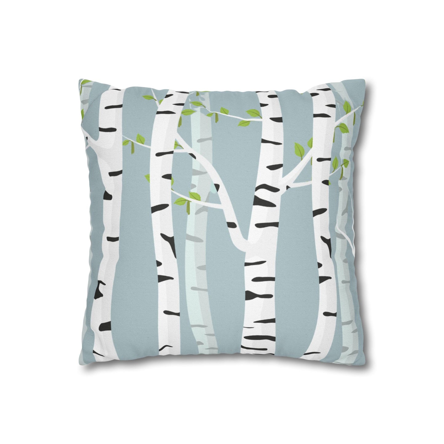 White Birch Printed Square Pillow Cover (no insert) -  Multiple Sizes (14"x14", 16"x16", 18"x18", 20"x20"), Includes zipper closure