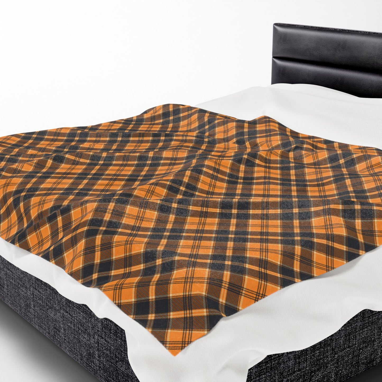 Halloween Plaid Velveteen Plush Blanket - Multiple Sizes (30"x40", 50"x60", 60"x80") Warm Throw for Fall Decor, Perfect Gift for Home, Halloween & Thanksgiving Throw Blanket