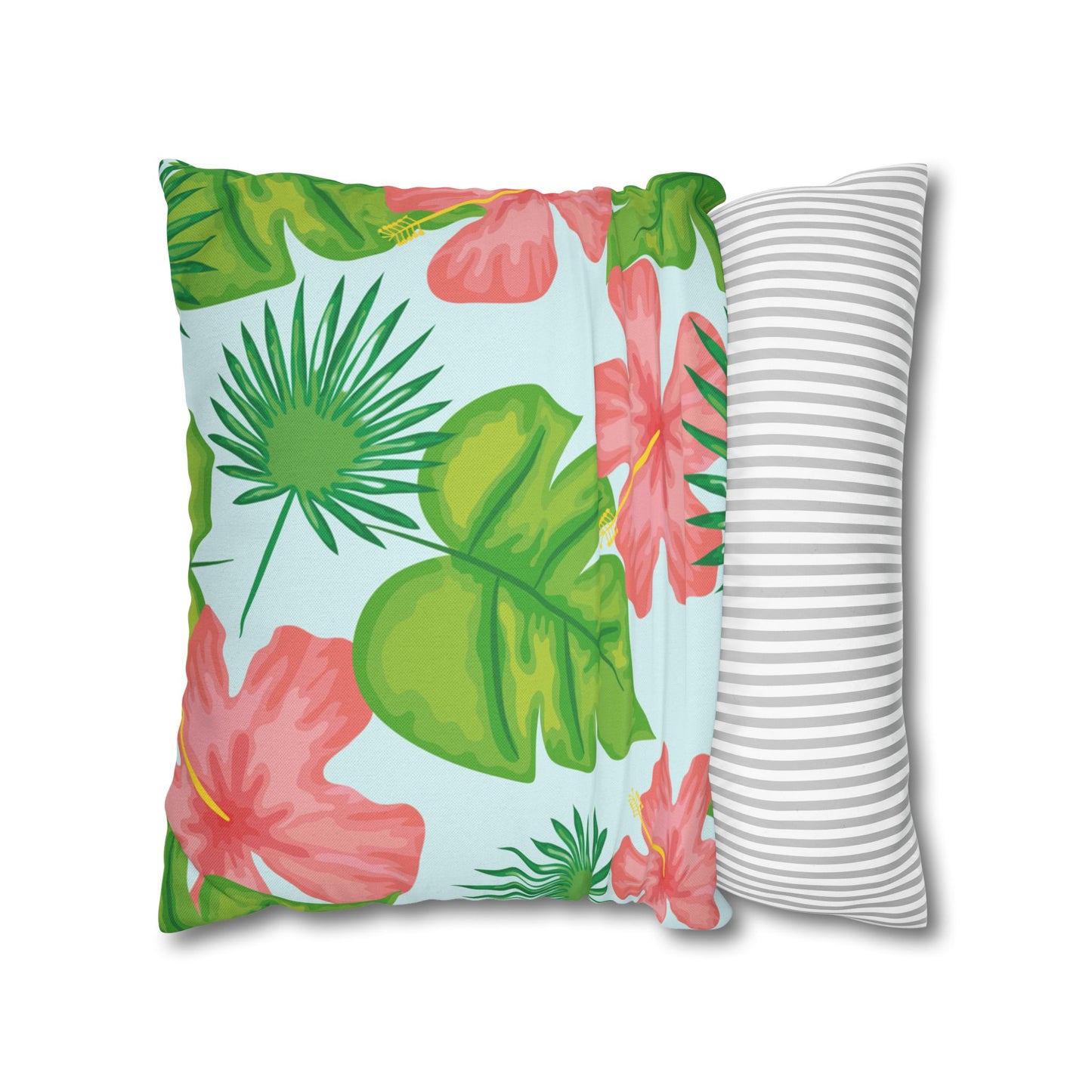 Tropical Island  Printed Square Pillow Cover (no insert) -  Multiple Sizes (14"x14", 16"x16", 18"x18", 20"x20"), Includes zipper closure