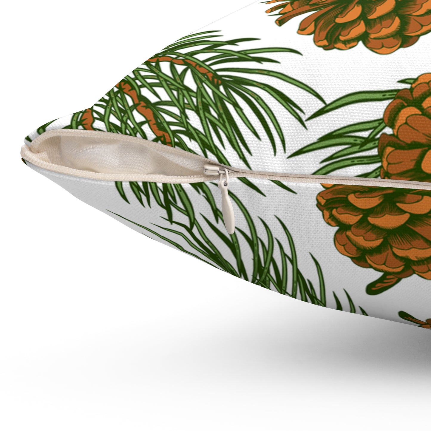 Needles & Cones Printed Square Pillow Cover with Insert -  Multiple Sizes (14"x14", 16"x16", 18"x18", 20"x20"), Includes insert and zipper closure