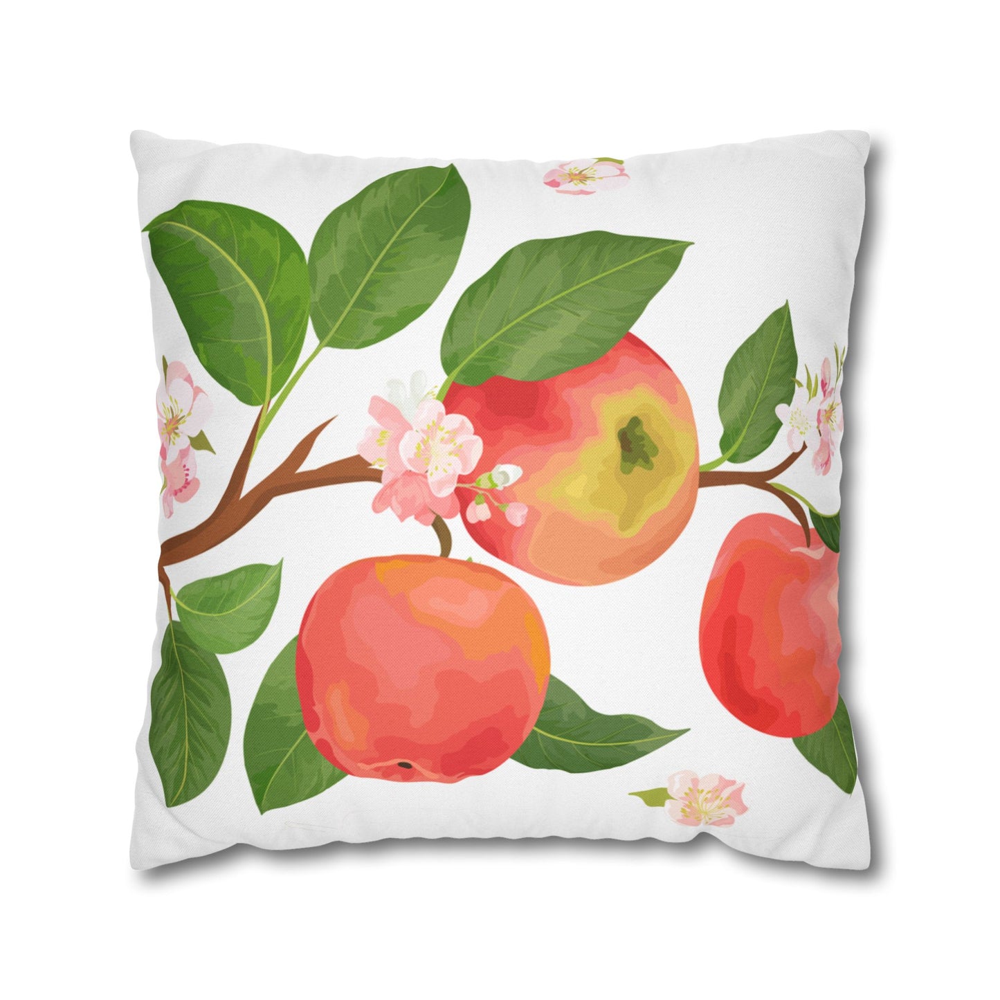 Apple Harvest Printed Square Pillow Cover (no insert) -  Multiple Sizes (14"x14", 16"x16", 18"x18", 20"x20"), Includes zipper closure