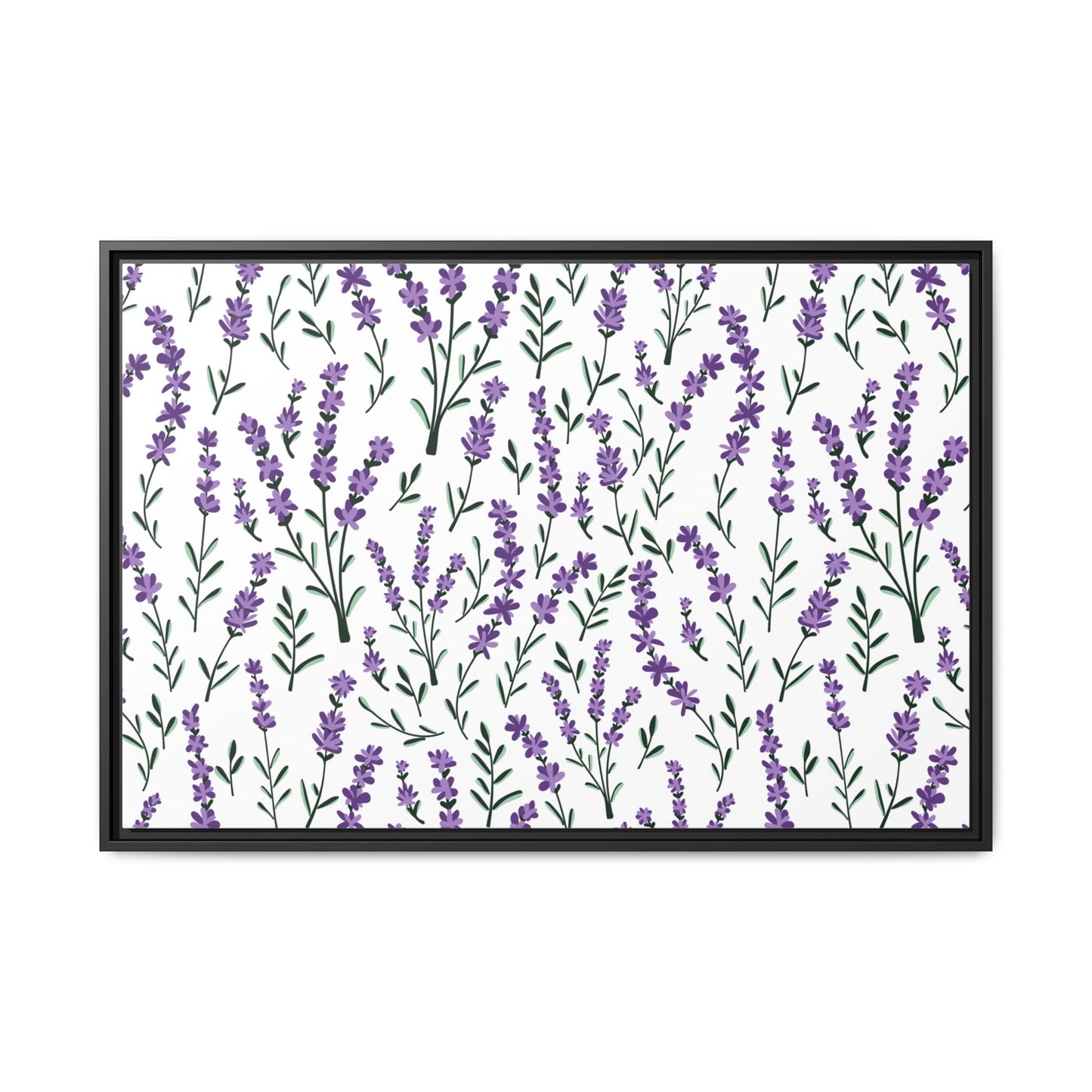 Lavender White Framed Matte Canvas Art - Multiple Frame Color &  Size Options