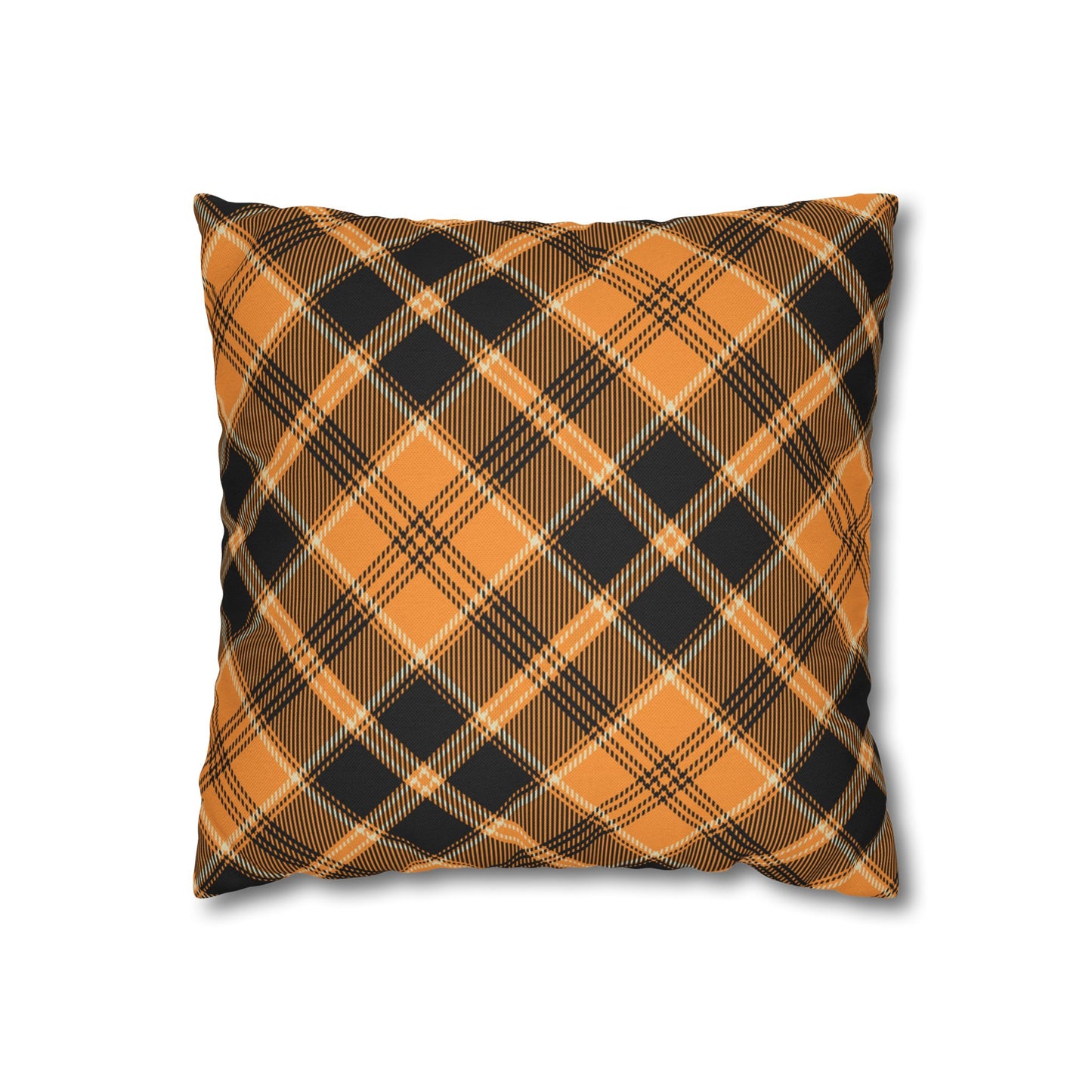 Halloween Plaid Pillow Cover (no insert) - Multiple Sizes (14"x14", 16"x16", 18"x18", 20"x20") Autumn Fall Plaid Pillowcase, Halloween Home Decor, Seasonal Cushion Cover, Perfect for Thanksgiving and Fall Decor, Home Gift for Halloween