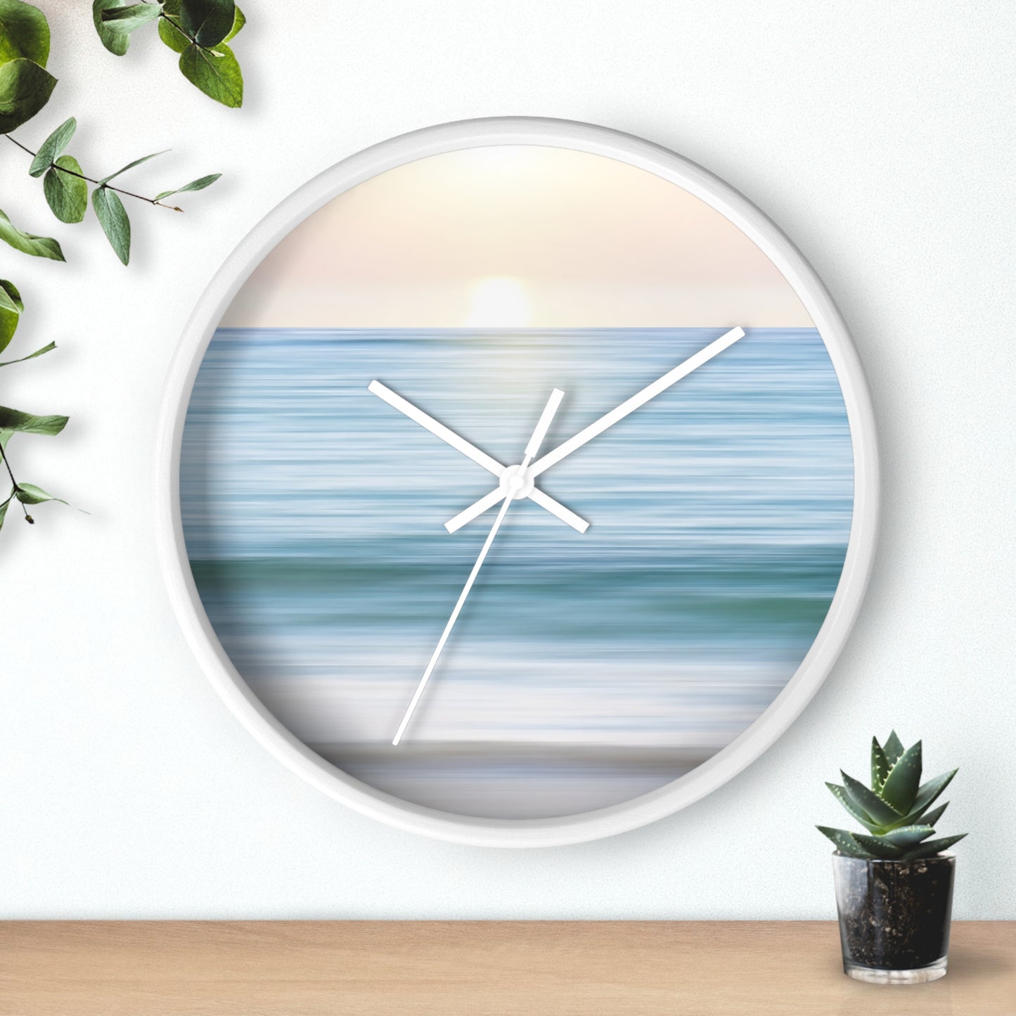 Coastal Cottage Sunset Wall Clock - Select from Black, White or Natural Wood Color