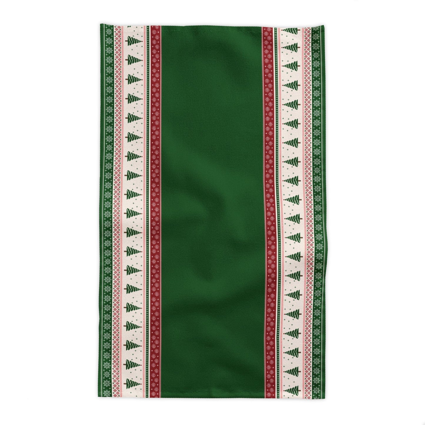 Christmas Trees Green Tablecloth - 58" × 58" and 58" × 102" Sizes, Winter / Christmas Tablecloth -Christmas Tree Pattern Table Linen, Christmas Tablecloth, Holiday Dining Tablecloth, Green & Red Tablecloth