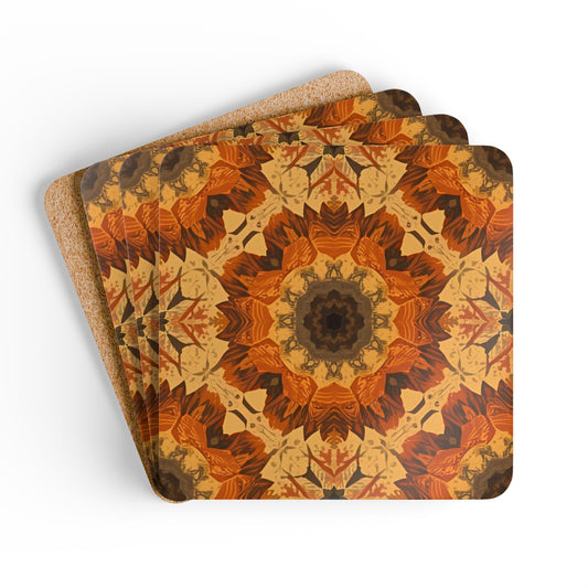 Retro Fall Flowers Coasters- Set of 4, Thanksgiving Coasters, Fall Table Decor, Coaster Gift Set, Cork Backed Coasters, Autumn Home Decor, Rtroe Style Drink Coasters