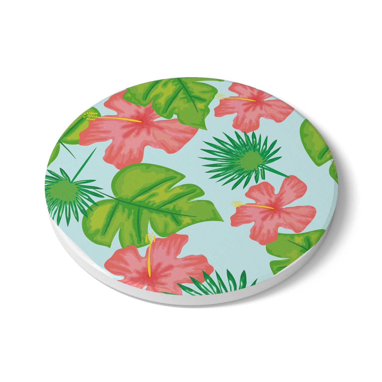 Tropical Island - Ceramic Tile Coaster, Cork Backed - Round or Square Size Choices,  Perfect for Tropical Home Decor & Gifts - Priced per coaster