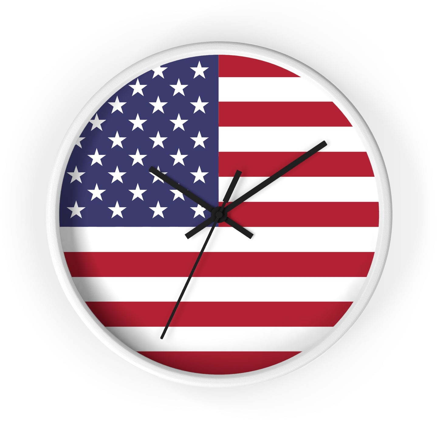 American Flag Wall Clock - Select from Black, White or Natural Wood Frame Color - Patriotic Design, Home Decor, USA Pride, Independence Day, Gifts for Him/Her, Office Decor