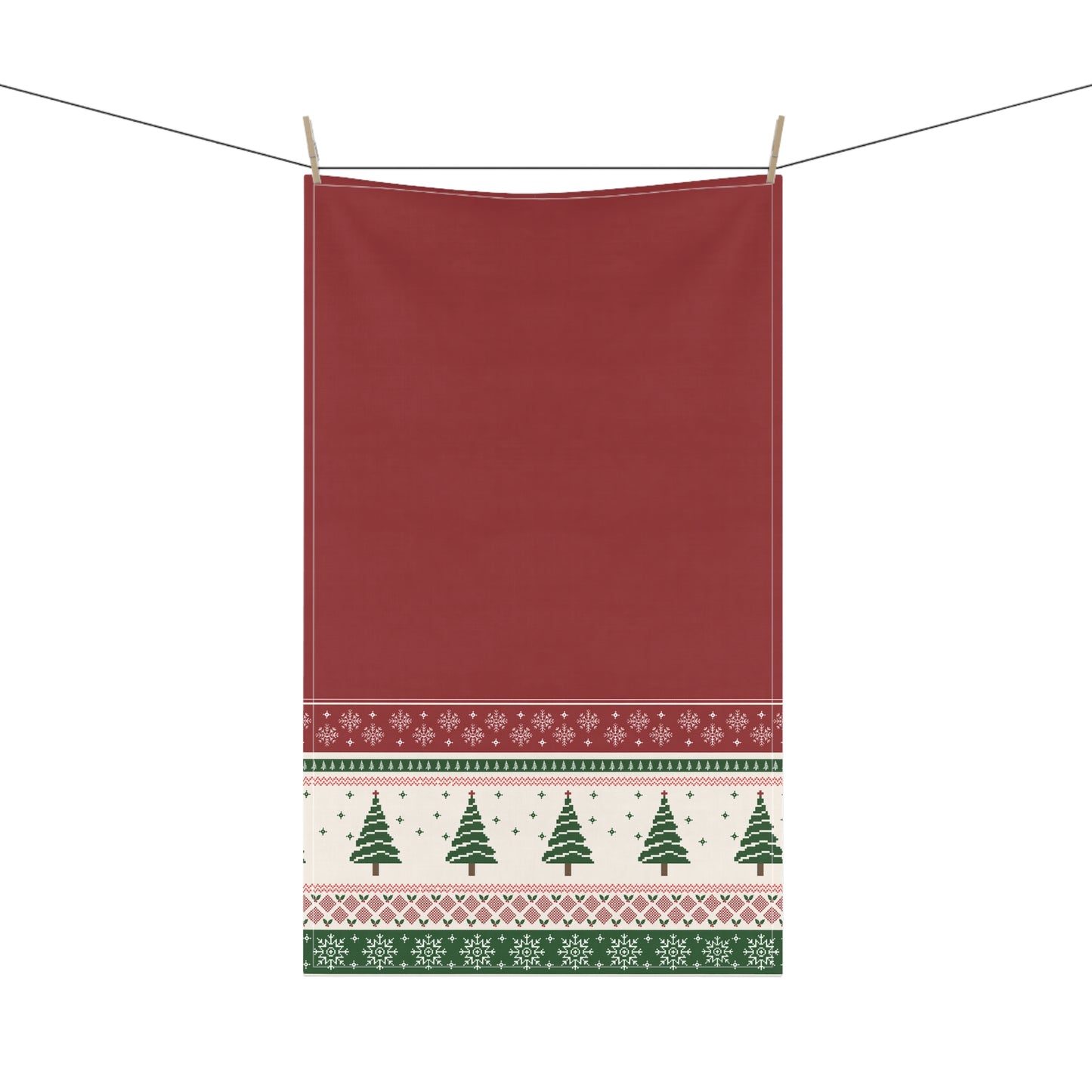 Christmas Trees Red Tea Towel - 18" x 30", 100% Cotton Twill - Christmas Kitchen Towels, Cotton Holiday Kitchen Towels, Christmas Tea Towel, Gift for Christmas - Priced per towel