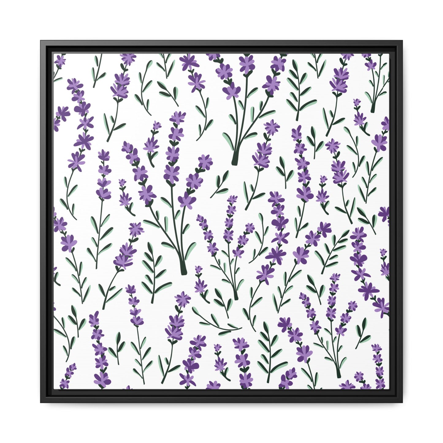 Lavender White Framed Matte Canvas Art - Multiple Frame Color &  Size Options