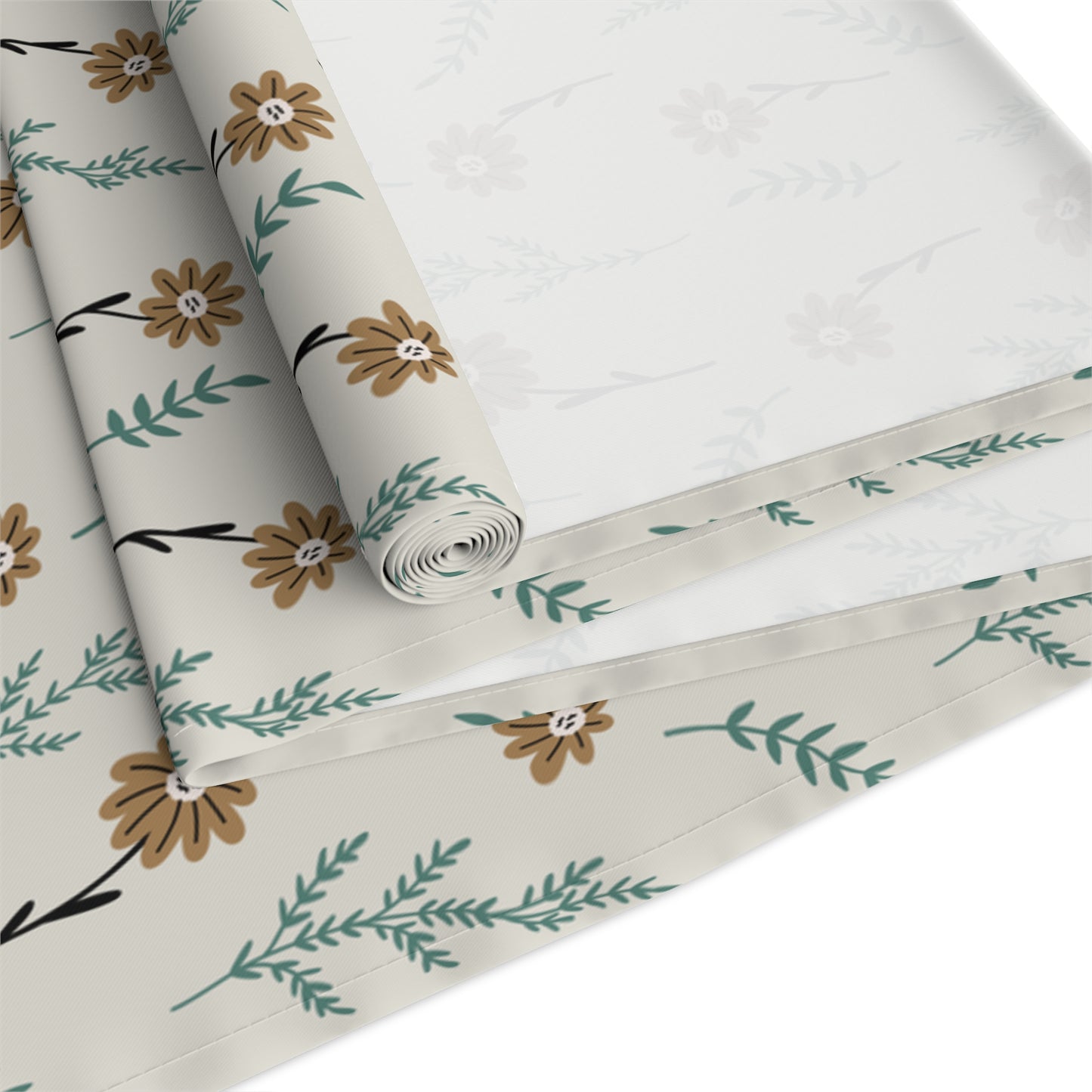 Chamomile Brown Table Runner 16" x 72" or 16" x 90" Sizes, Floral Table Runner, Spring Table Setting, Thanksgiving Table Runner, Housewarming Gift, Farmhouse Table Runner - Cotton Twill or Polyester material choices