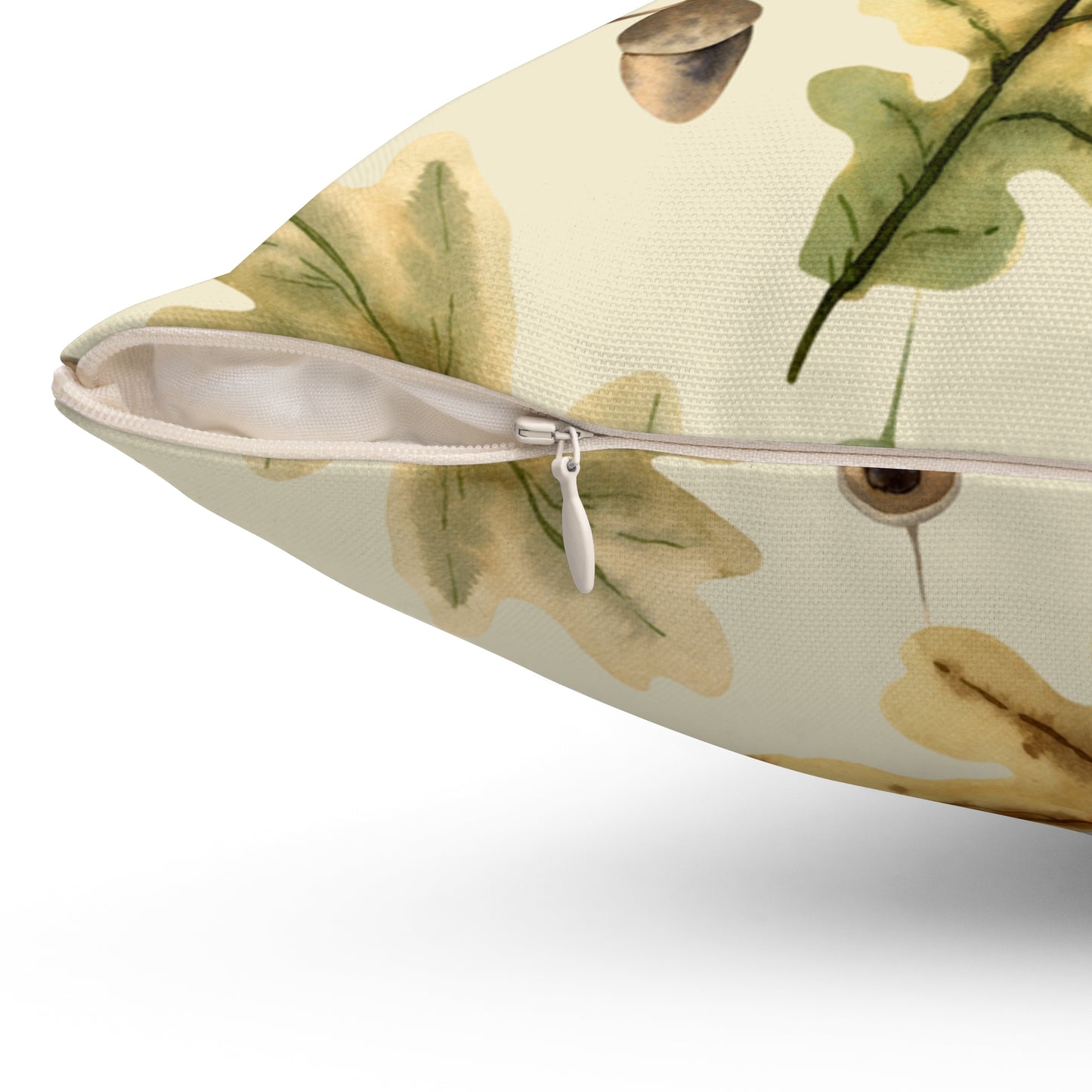 Oak Leaves Printed Square Pillow Cover with Insert -  Multiple Sizes (14"x14", 16"x16", 18"x18", 20"x20"), Includes insert and zipper closure