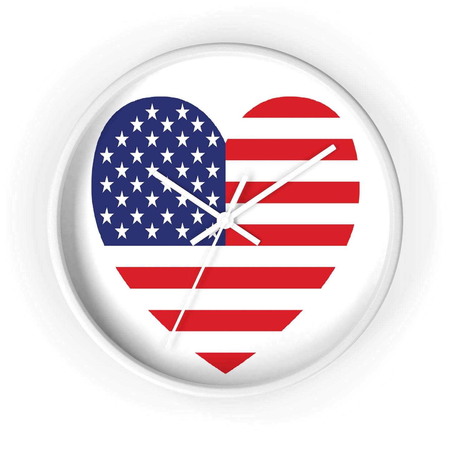 American Flag Heart - Select from Black, White or Natural Wood Color - Patriotic Heart Wall Clock | USA Love Home Decor, American Flag Clock, Gift for Veterans, Independence Day Celebration, Rustic Wall Art