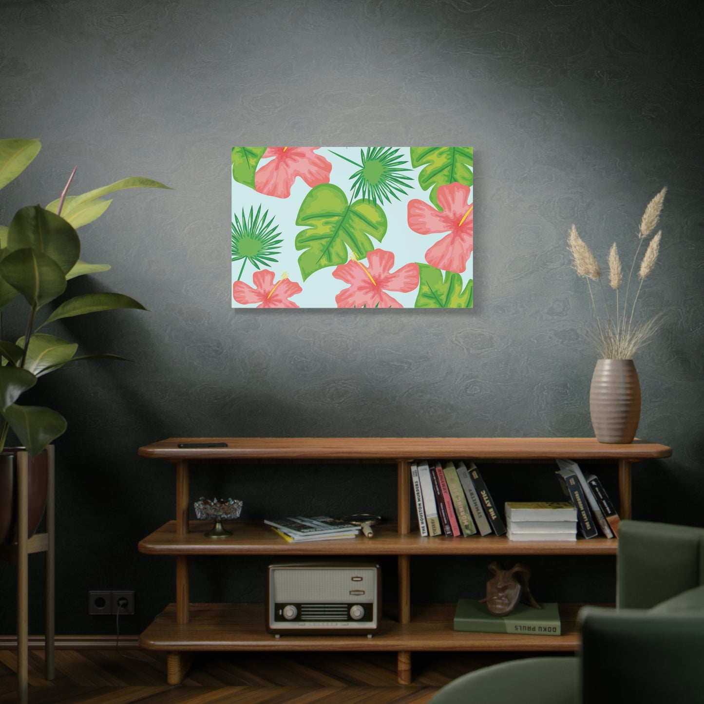 Tropical Island Canvas Art Print - Multiple Sizing Options - Tropical Art Wall Print, Floral Matte Canvas Home Decor