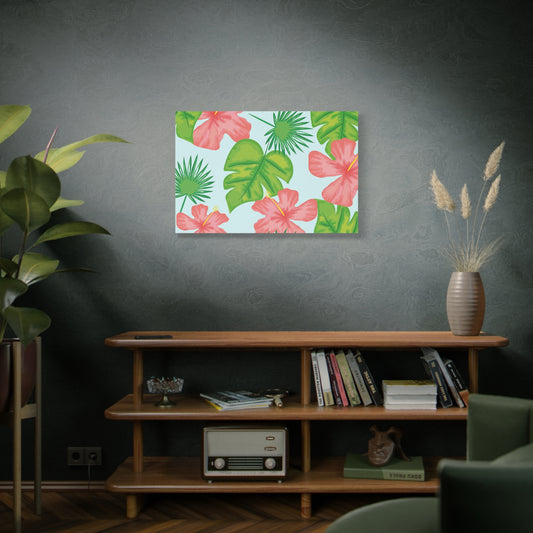 Tropical Island Canvas Art Print - Multiple Sizing Options - Tropical Art Wall Print, Floral Matte Canvas Home Decor
