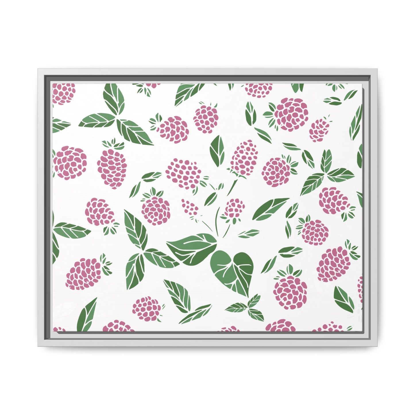 Pink Berry Framed Matte Canvas Art - Multiple Frame Colors & Size Options