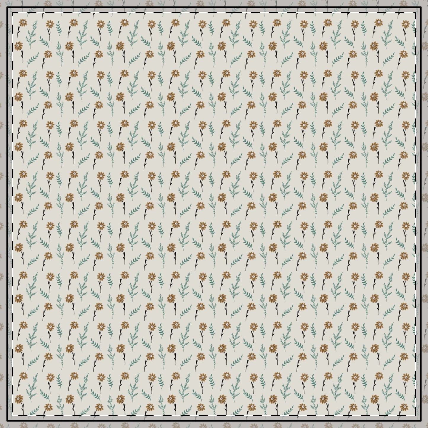 Brown Chamomile Tablecloth, 100% Cotton Twill Tablecloth, 58" × 58" and 58" × 102" Sizes, Vintage Style Tablecloth, Thanksgiving Tablecloth, Fall / Brown Tablecloth, Wedding Table Linen, Birthday Party Tablecloth