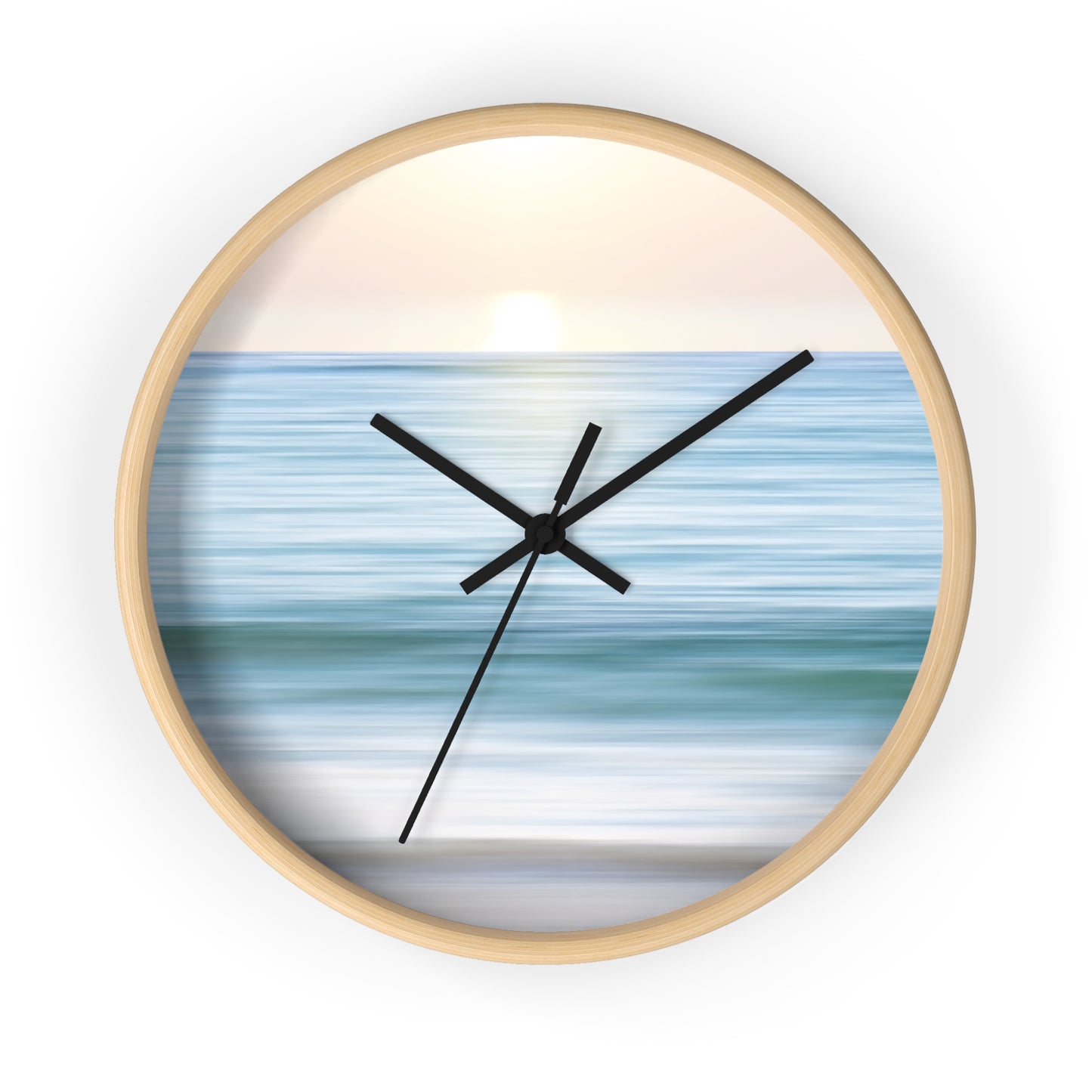 Coastal Cottage Sunset Wall Clock - Select from Black, White or Natural Wood Color