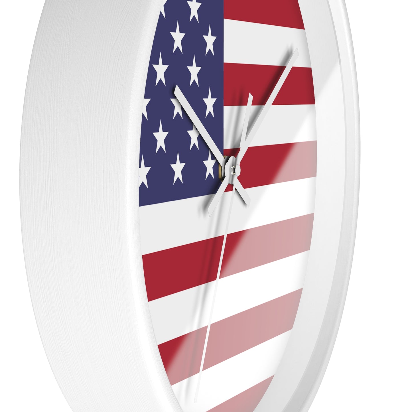 American Flag Wall Clock - Select from Black, White or Natural Wood Frame Color - Patriotic Design, Home Decor, USA Pride, Independence Day, Gifts for Him/Her, Office Decor