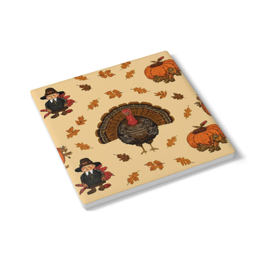Thanksgiving Turkeys Ceramic Tile Square Coaster, Autumn Decor, Fall Tableware, Thanksgiving Table Decor, Thanksgiving Coasters, Priced per coaster
