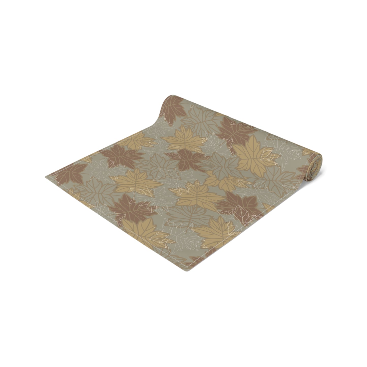 Earthy Leaves Table Runner - 16" x 72" or 16" x 90" Sizes - Fall Leaves Table Decor, Thanksgiving Table Runner, Autumn Table Runner, Thanksgiving Table Decor, Cotton Twill or Polyester material choices