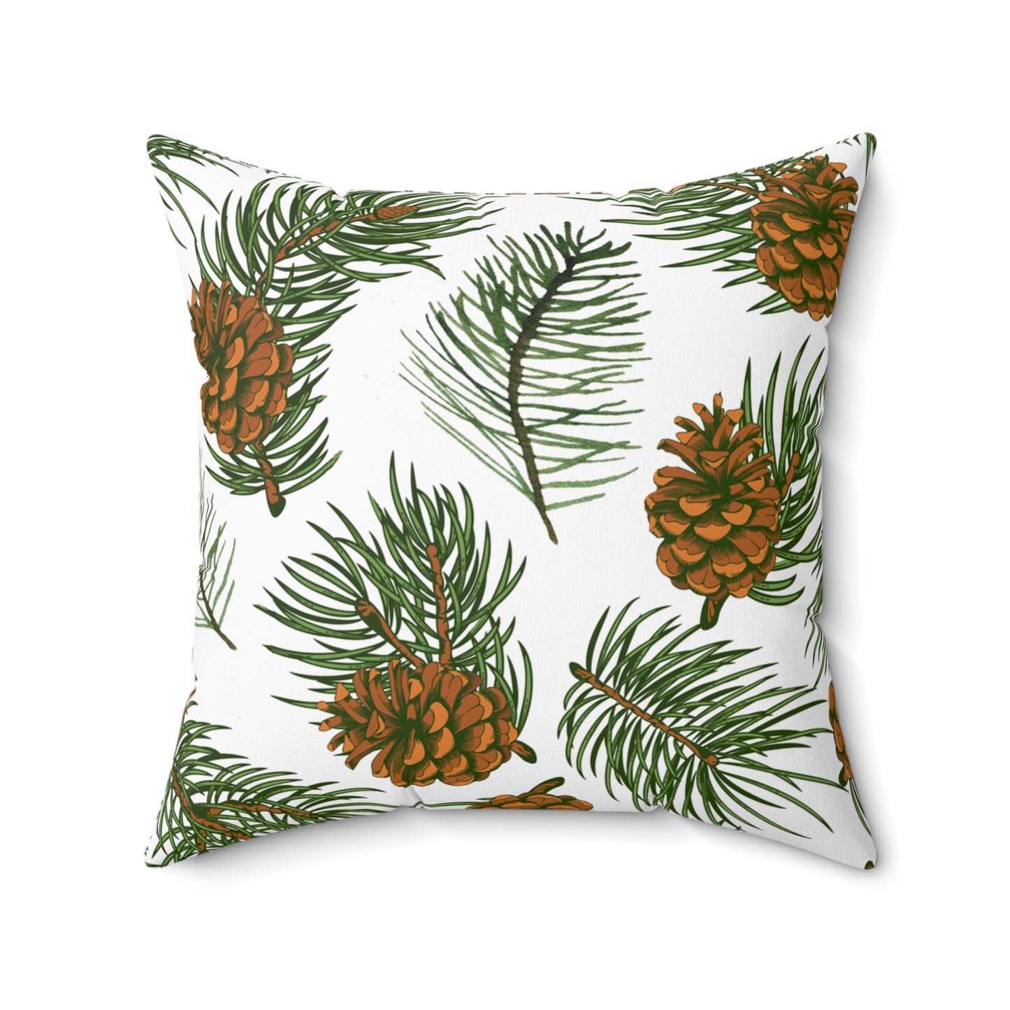 Needles & Cones Printed Square Pillow Cover with Insert -  Multiple Sizes (14"x14", 16"x16", 18"x18", 20"x20"), Includes insert and zipper closure