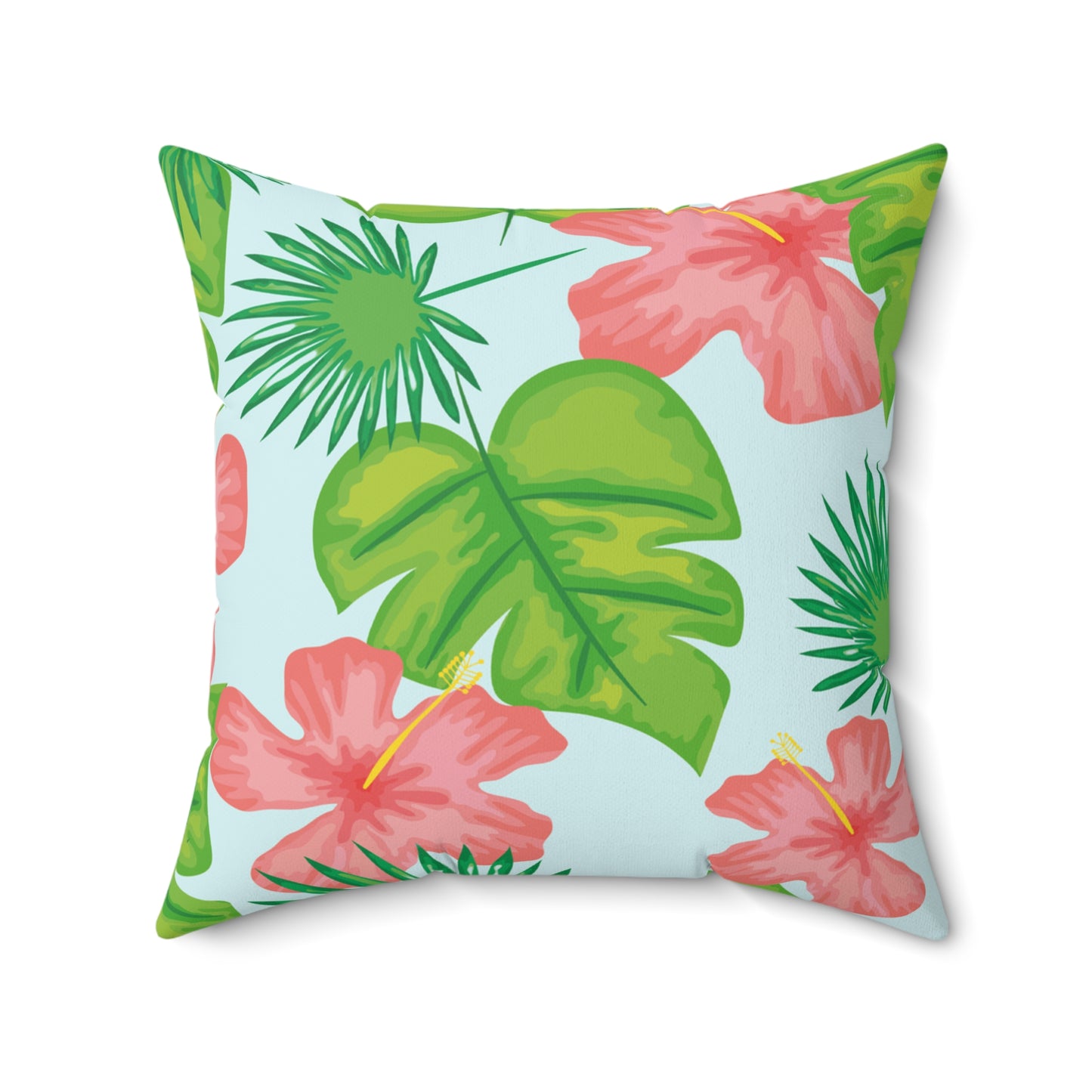 Tropical Island Printed Square Pillow Cover with Insert -  Multiple Sizes (14"x14", 16"x16", 18"x18", 20"x20"), Includes insert and zipper closure