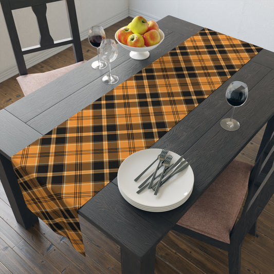 Halloween Plaid Table Runner 16" x 72" or 16" x 90" Sizes - Halloween Dining Decor, Holiday Table Decor, Fall Autumn Table Runner, Halloween Table Runner - Cotton Twill or Polyester choices