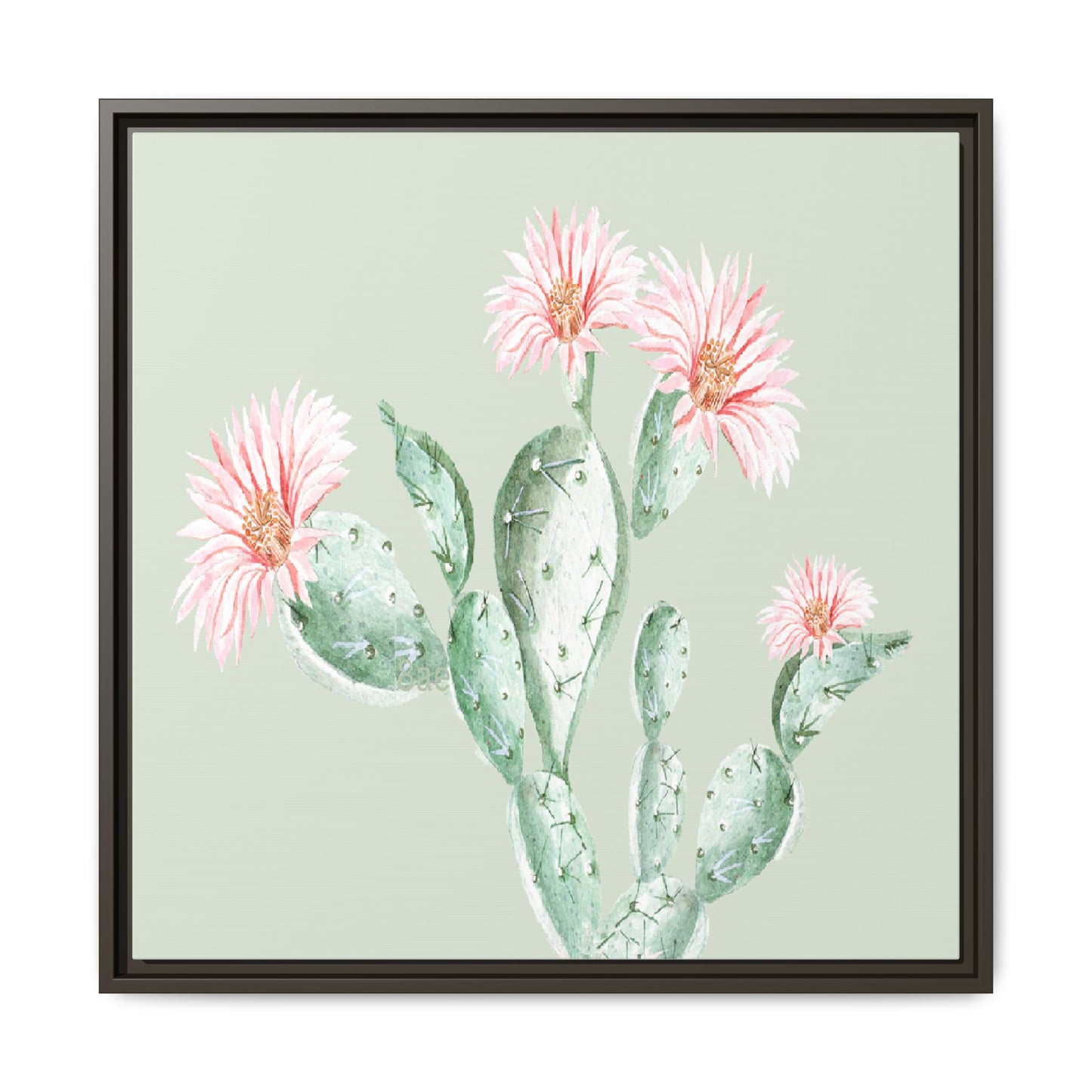 Cactus Flower Framed Matte Canvas Art - Multiple Frame Colors & Size Options